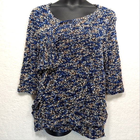 Peck & Peck Shimmering Chunky Blue & Gold Cardigan - Picture 3 of 11